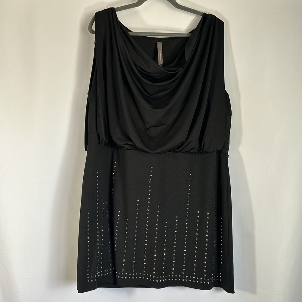 Penningtons Black & Silver Studded Sleeveless Cowl Neck Mini Dress